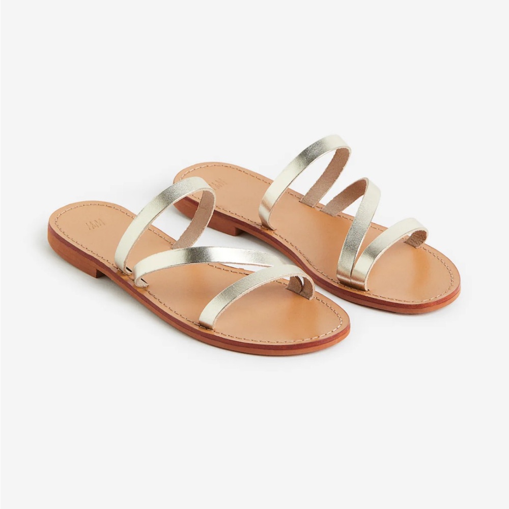 H&M Premium Selection LEATHER SANDALS in Gold-colored/ Size 9